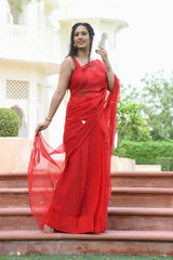 ZAINA SEQIUN-THREAD WORK CHIFFON SAREE
