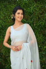 NURI SEQUIN AARI WORK CHIFFON SAREE