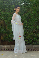 NURI SEQUIN AARI WORK CHIFFON SAREE