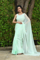 AAFIA SILVER ZARI WORK CHIFFON SAREE