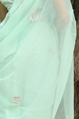 AAFIA SILVER ZARI WORK CHIFFON SAREE