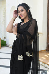 SUHARIA PITTAN-BEAD WORK CHIFFON SAREE