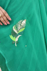 MAHREEN AARI-BEAD WORK CHIFFON SAREE