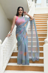 SHARINA BRUSH-STROKED CHIFFON SAREE