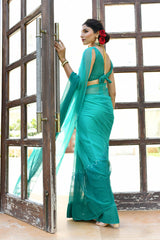 TEAL ORCHID CHIFFON SAREE