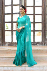 TEAL ORCHID CHIFFON SAREE