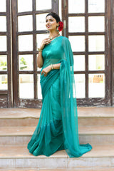 TEAL ORCHID CHIFFON SAREE