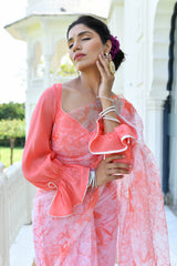 SHUBHRA CORAL ORGANZA SAREE