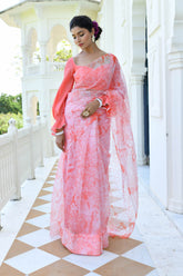 SHUBHRA CORAL ORGANZA SAREE