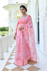 SHUBHRA CORAL ORGANZA SAREE