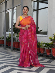 PREETISHA MULTICOLORED LEHERIYA CHIFFON SAREE