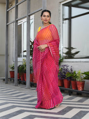 PREETISHA MULTICOLORED LEHERIYA CHIFFON SAREE