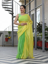TAHAKSHI LIME-YELLOW LEHERIYA CHIFFON SAREE