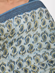 MULMUL FAIENCE BLOCK PRINTED MODAL SATIN SAREE