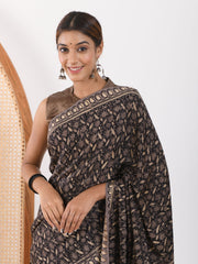 MULMUL MALANDRA BLOCK PRINTED MODAL SATIN SAREE