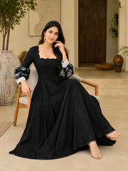 BLACK IRISH EMBROIDERED COTTON DRESS