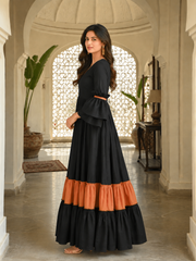 Black Rust Tier Cotton Dress