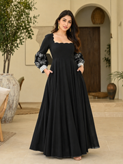 BLACK IRISH EMBROIDERED COTTON DRESS