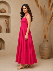 Pink Fit & Flare Cotton Dress
