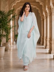 Sea Blue Georgette Kaftan Set