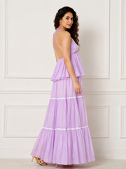 Lilac Backless Cotton Dress