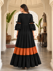 Black Rust Tier Cotton Dress