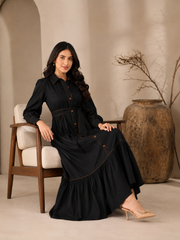 Black Cotton Shirt Dress