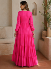 Hot Pink Cotton Maxi Dress