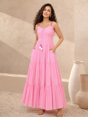 Light Pink Sleeveless Cotton Dress