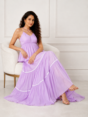 Lilac Backless Cotton Dress