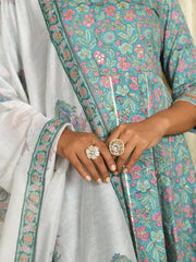 MULMUL GUL-ZEHRA ANARKALI KURTA-PANT & DUPATTA SET