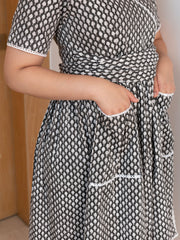 MULMUL AMOLI TINY MOTIFS BLOCK PRINTED DRESS