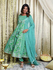 MULMUL GUL-NASREEN ANARKALI KURTA-PANTS & DUPATTA SET