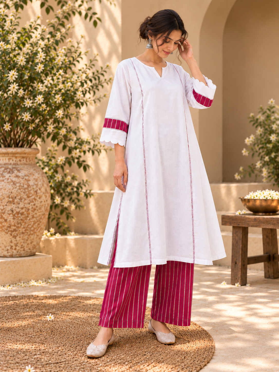 Cloud White Cotton Co-ord Set