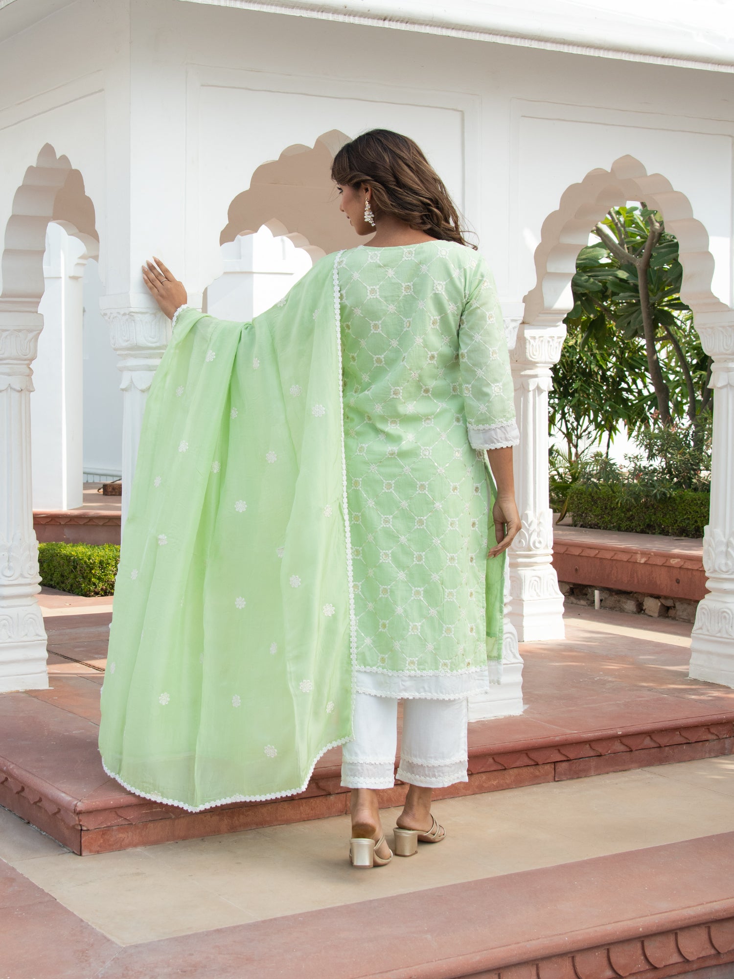 MULMUL RAAGI STARIGHT KURTA-PANT & DUPATTA SET