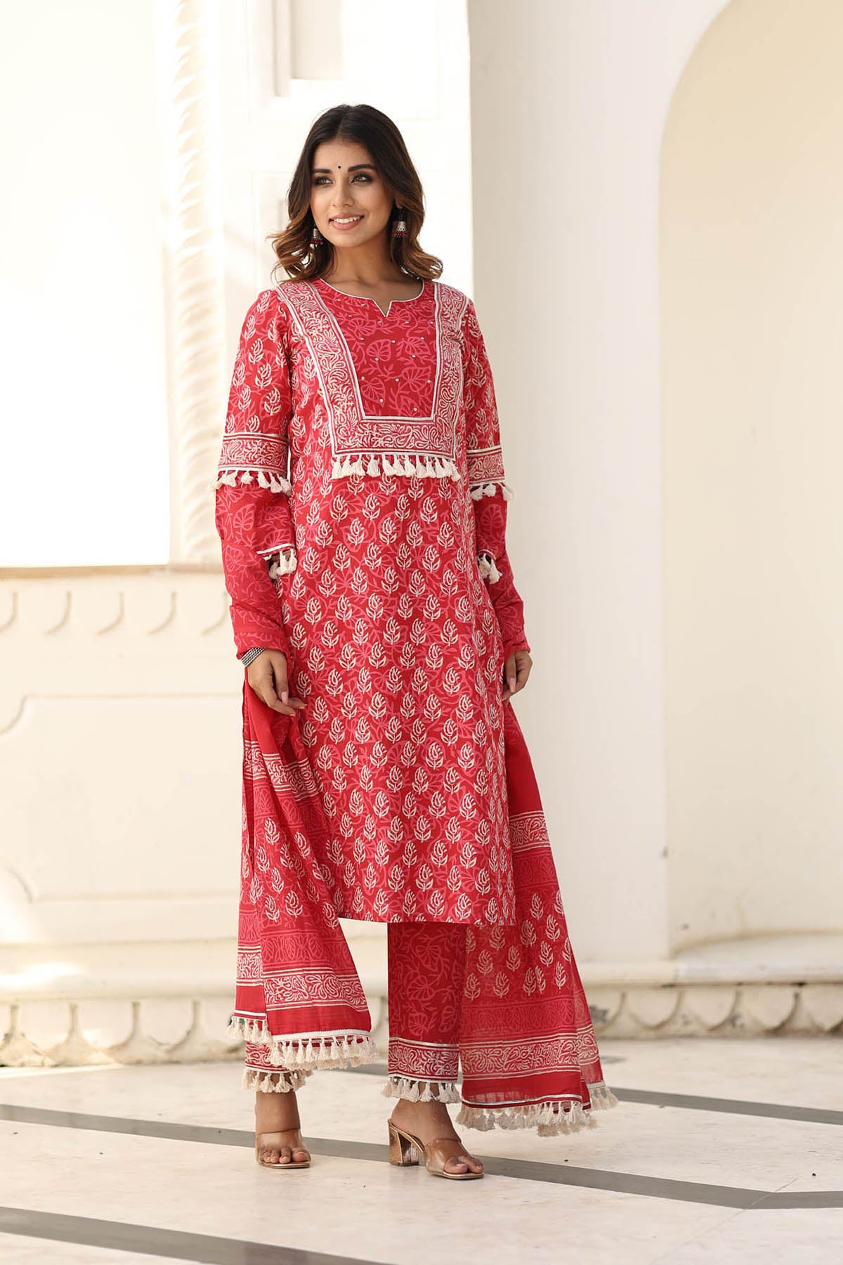 BANHI BLOCK PRINTED KURTA-PANTS & DUPATTA SET