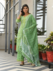 PRAJNA BLOCK PRINTED KURTA-PANTS & DUPATTA SET