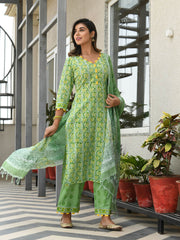 PRAJNA BLOCK PRINTED KURTA-PANTS & DUPATTA SET