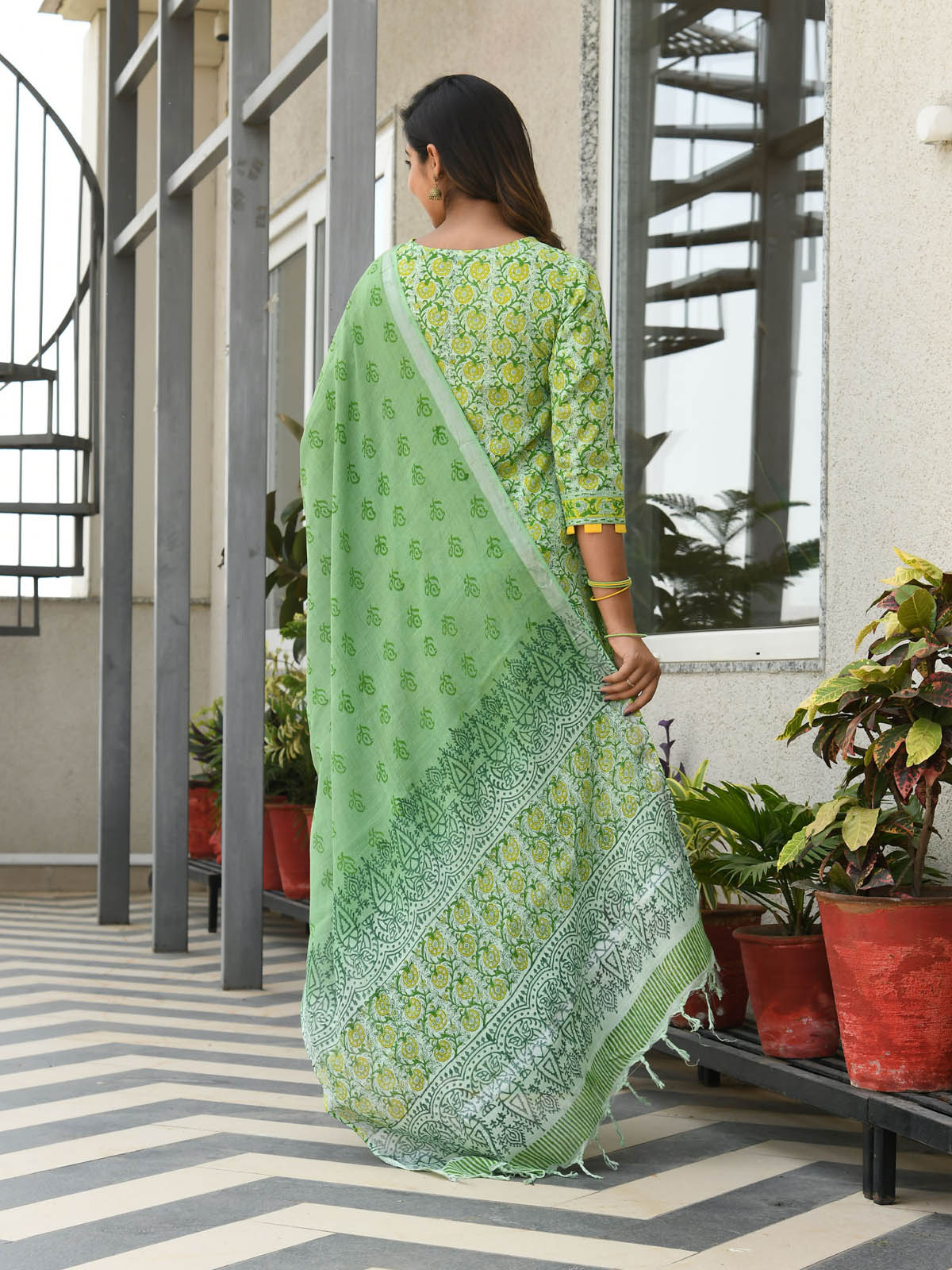 PRAJNA BLOCK PRINTED KURTA-PANTS & DUPATTA SET