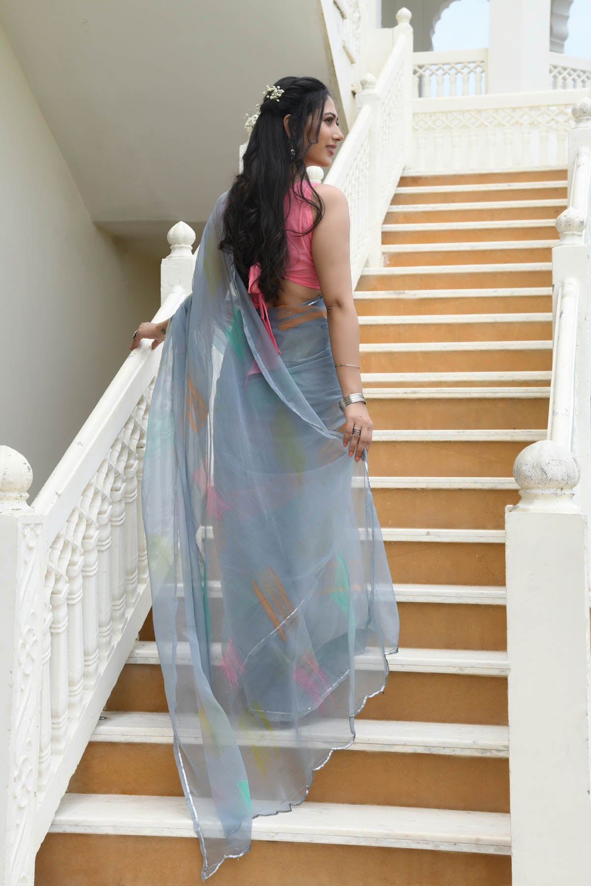 SHARINA BRUSH-STROKED CHIFFON SAREE